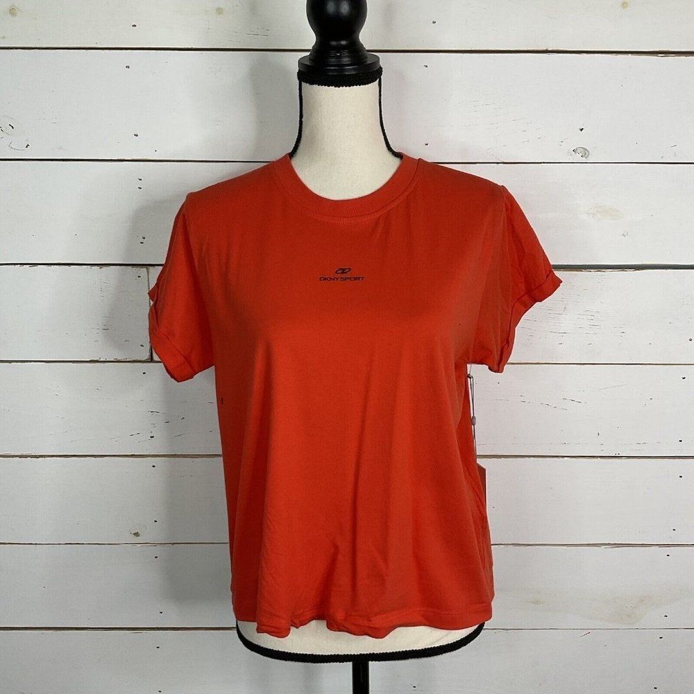 New DKNY Knot Front T Shirt Activewear Hibiscus Women's XS